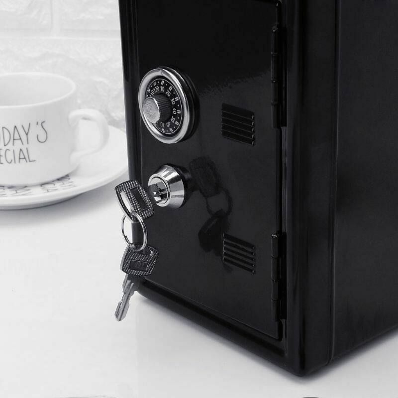 Safe Security Metal Money Deposit Cash Savings Saving Box 2 Keys Black