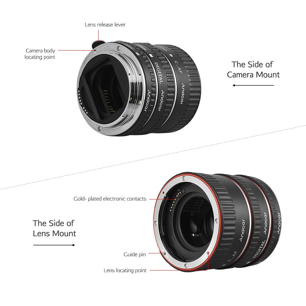 Macro Extension Tube Set 3pcs 13mm+21mm+31mm Auto Focus Ring