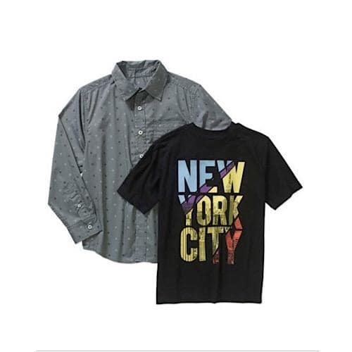 Boys' 2-Piece Long Sleeve Shirt & Graphic Tee
