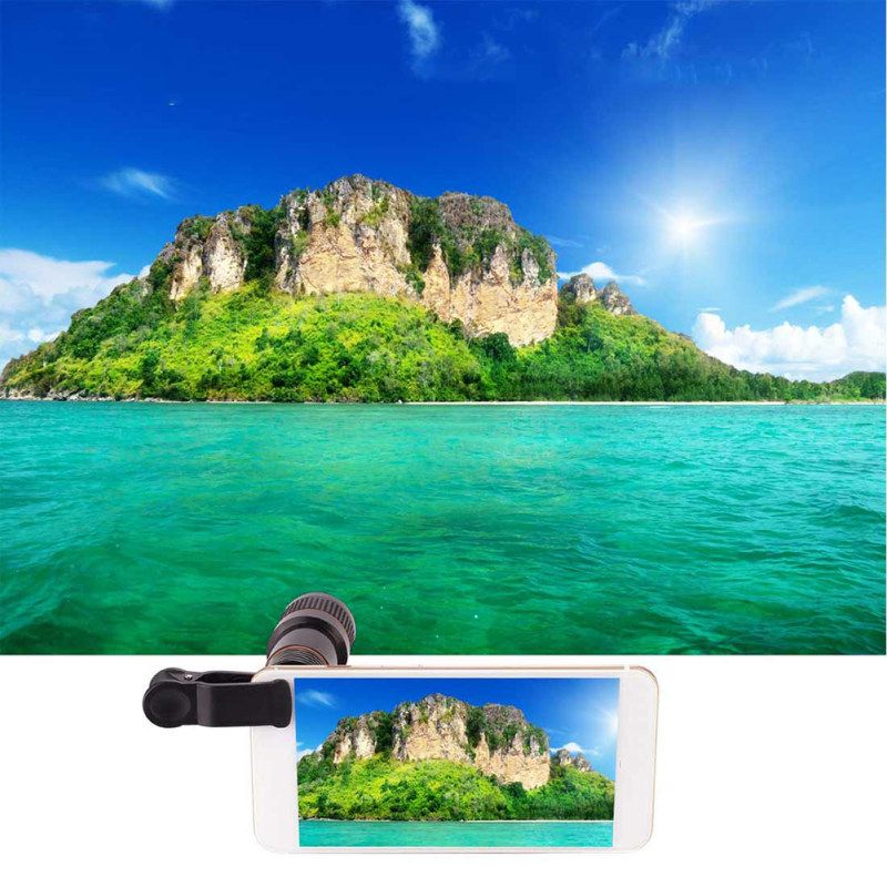 Universal 8X 12X Mobile Phone Camera Telephoto Lens-Black
