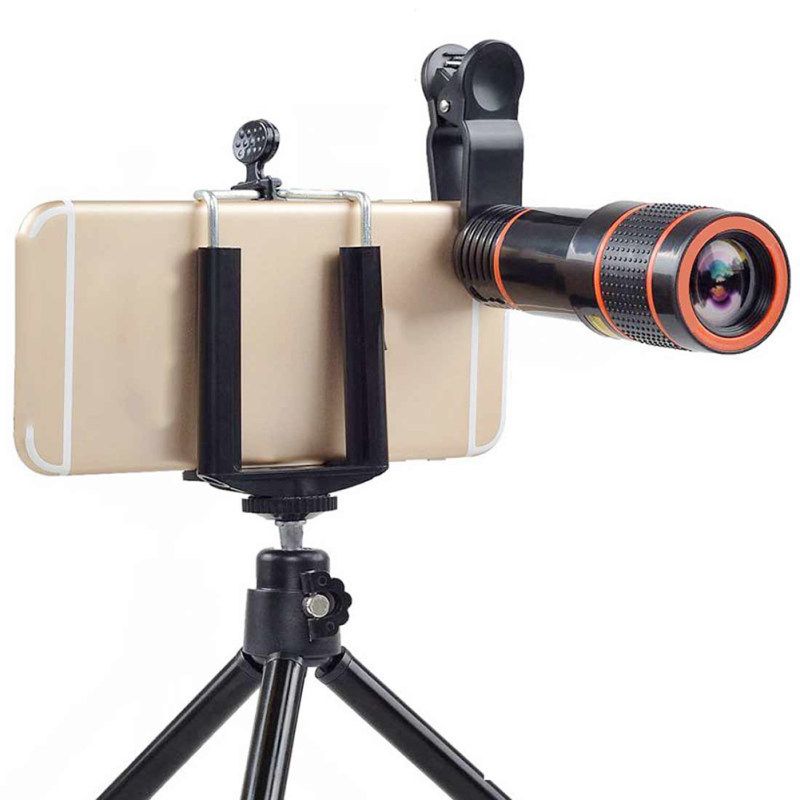 Universal 8X 12X Mobile Phone Camera Telephoto Lens-Black