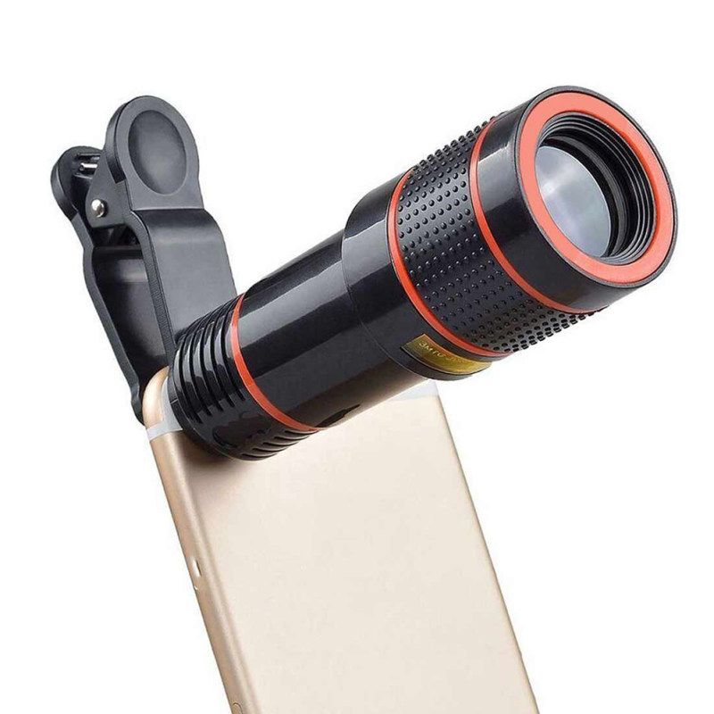 Universal 8X 12X Mobile Phone Camera Telephoto Lens-Black