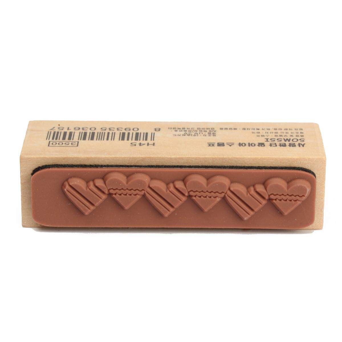 Floral Thank You Happy Birthday Wooden Rubber Stamp Seal Craft Stamper Brown