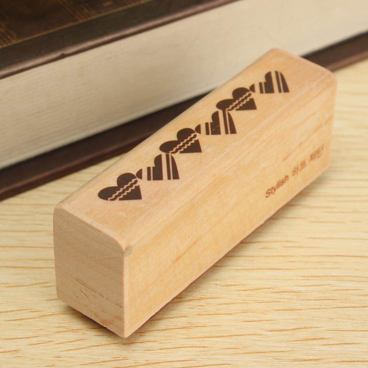 Floral Thank You Happy Birthday Wooden Rubber Stamp Seal Craft Stamper Brown