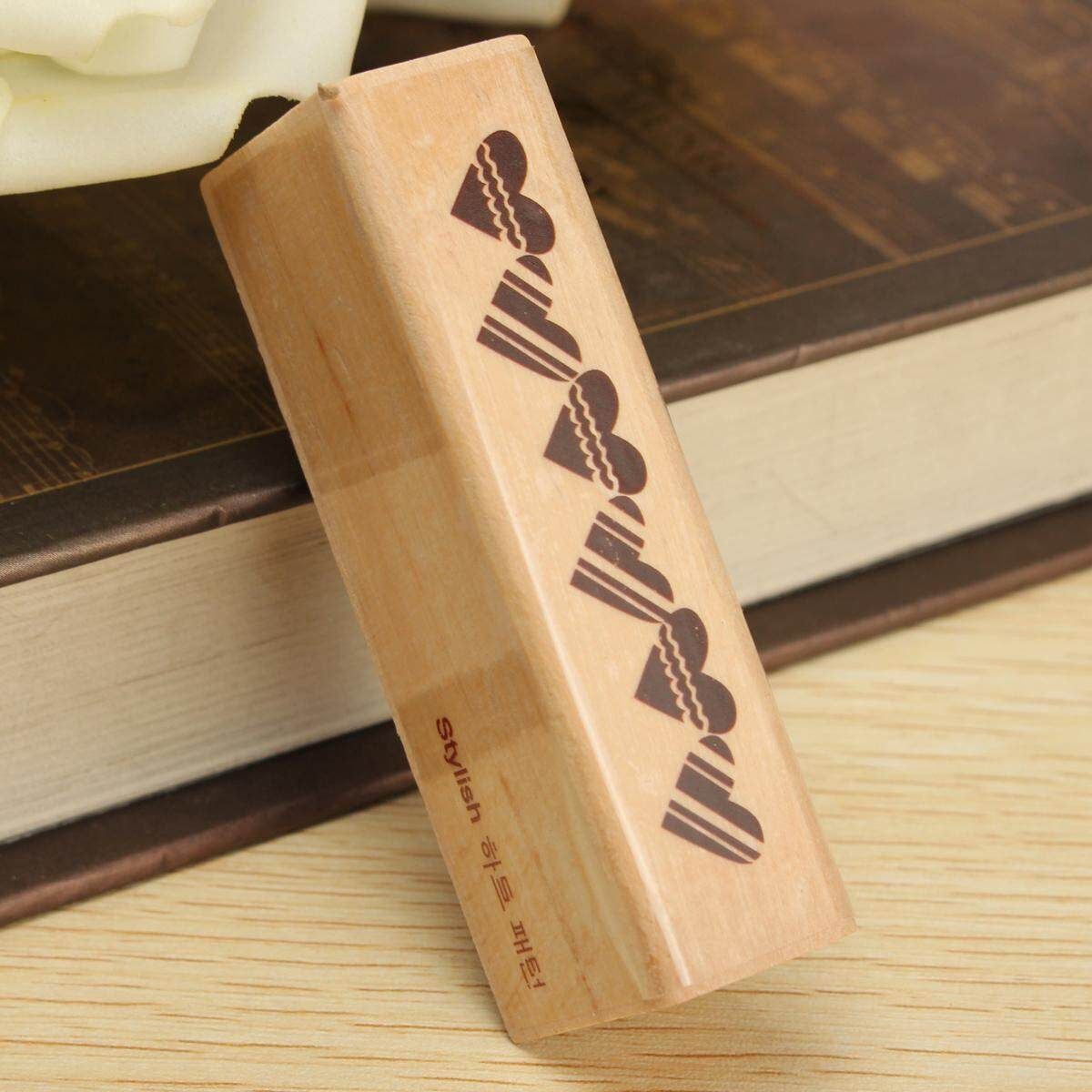 Floral Thank You Happy Birthday Wooden Rubber Stamp Seal Craft Stamper Brown