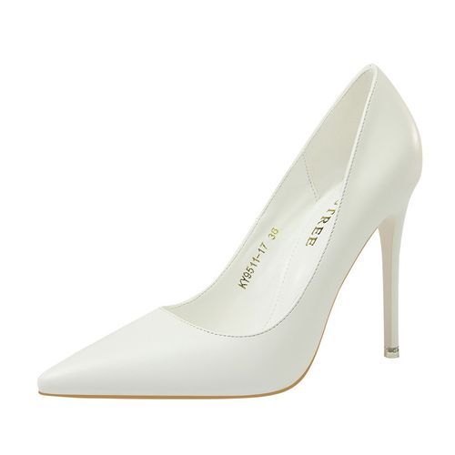 Ladies Shallow Heels Wedding Pumps Dress Party Shoes White