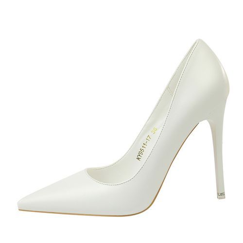 Ladies Shallow Heels Wedding Pumps Dress Party Shoes White