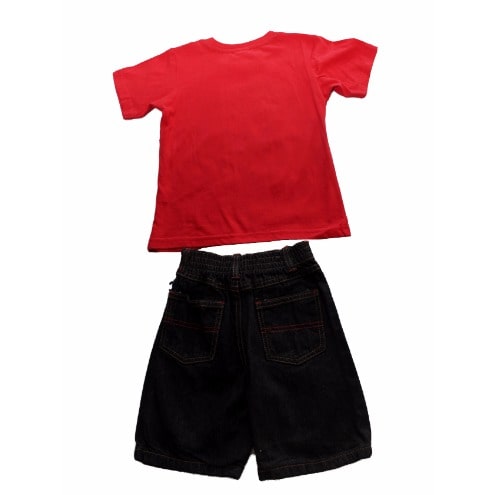 Skate Graphic Tshirt & Jeans Short- Red