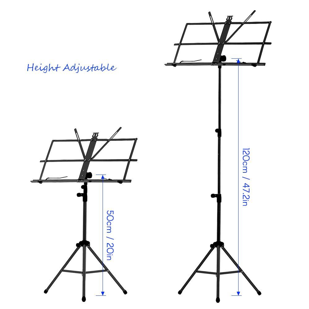 Foldable Sheet Music Tripod Stand Holder Lightweight with Water-resistant Carry Bag for Violin Piano Guitar Instrument Performance