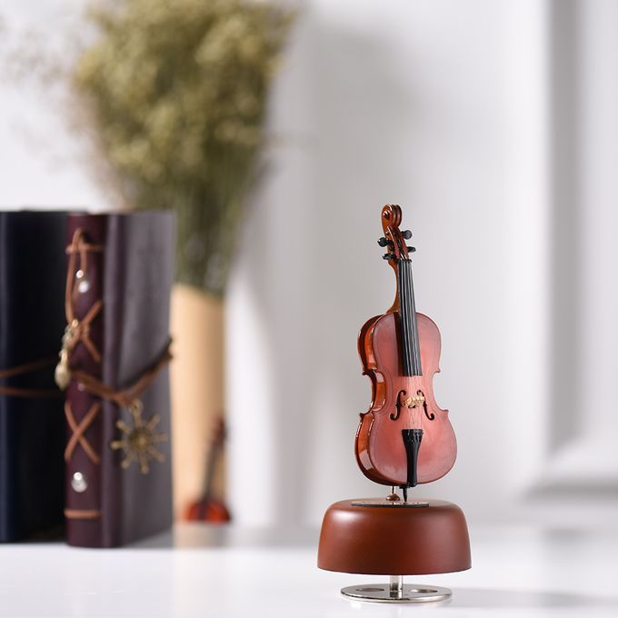 Classical Wind Up Cello Music Box With Rotating Musical
