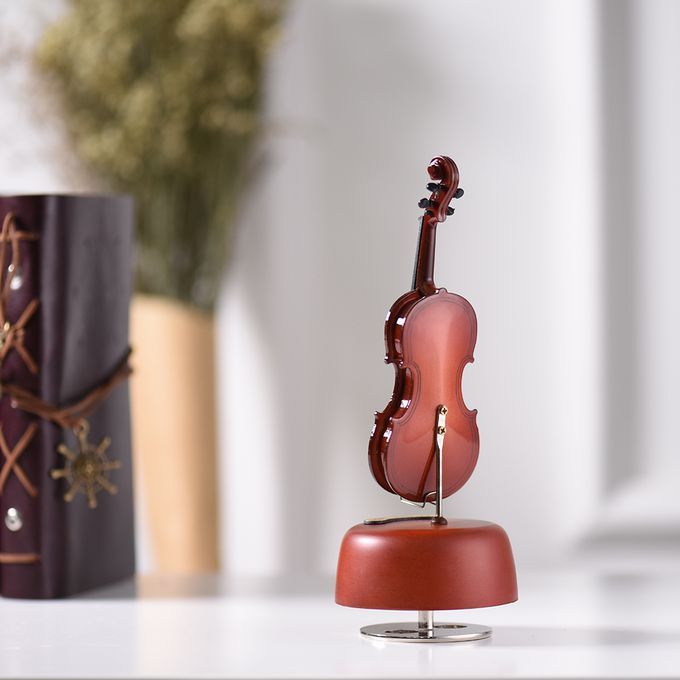 Classical Wind Up Cello Music Box With Rotating Musical