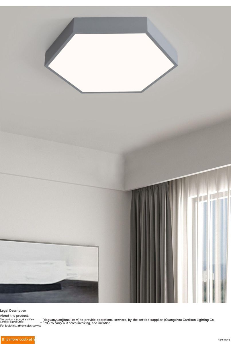 Modern minimalist hexagonal LED bedroom ceiling light
