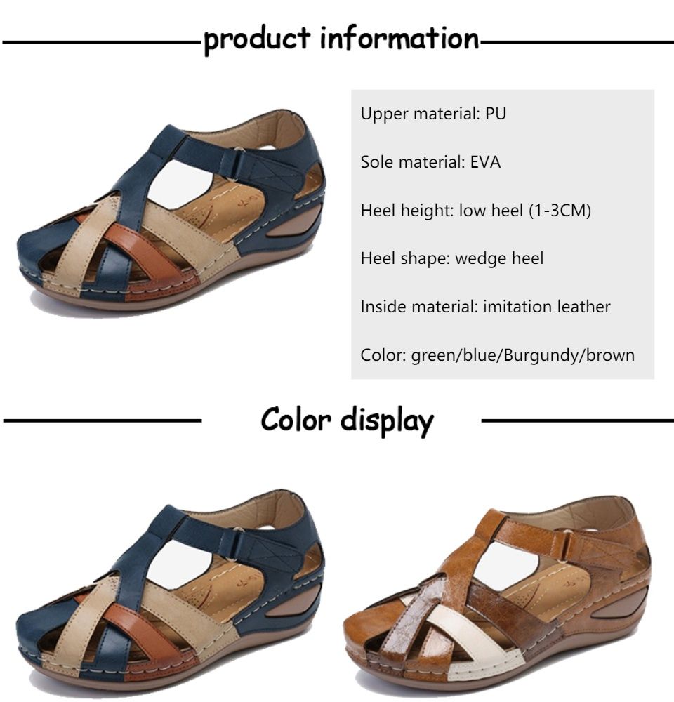 Women Leather Wedge Sandals(blue）