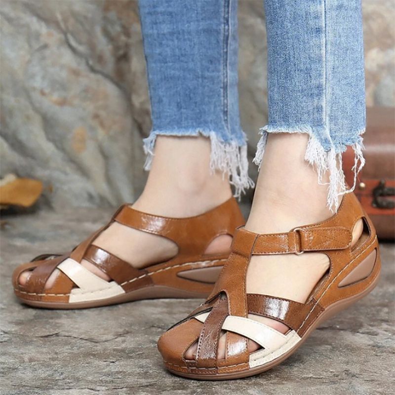 Women Leather Wedge Sandals(blue）