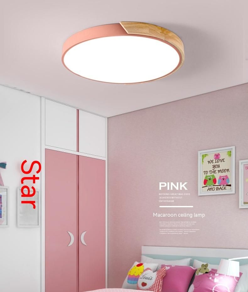 Nordic style solid wood bedroom led ceiling light