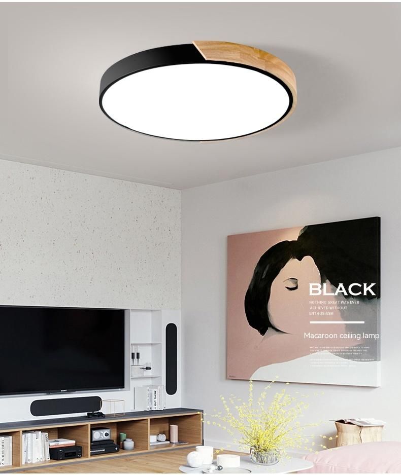 Nordic style solid wood bedroom led ceiling light