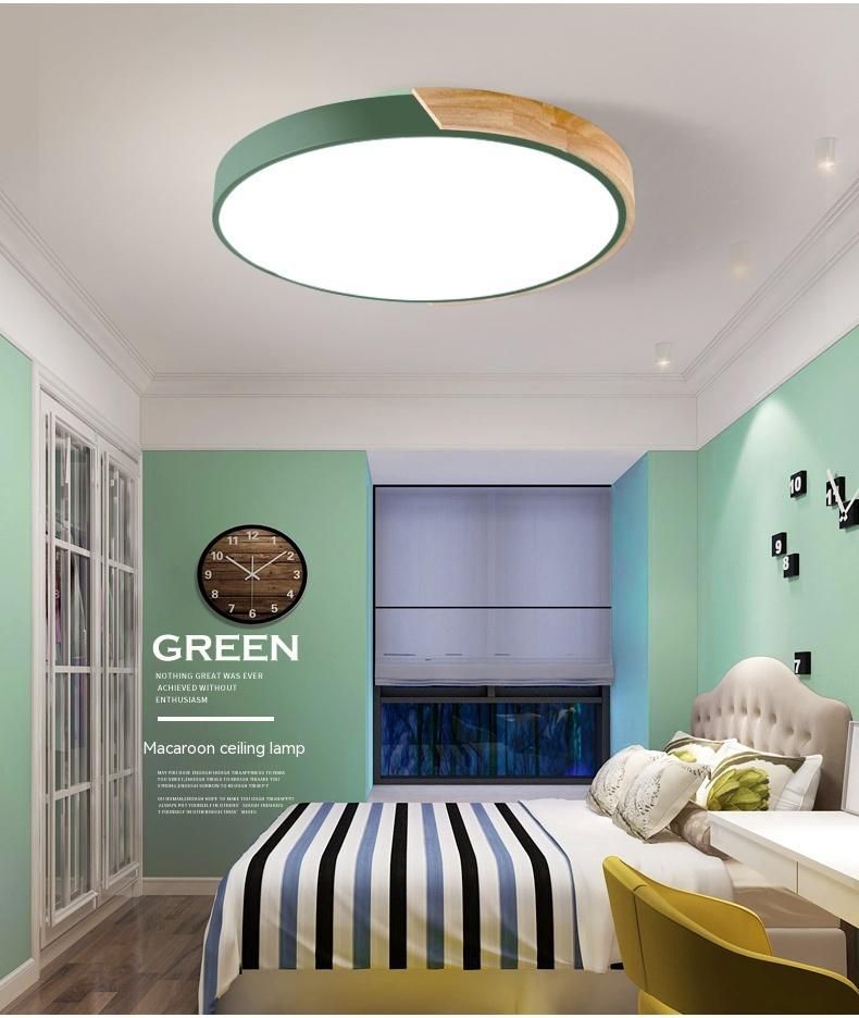 Nordic style solid wood bedroom led ceiling light