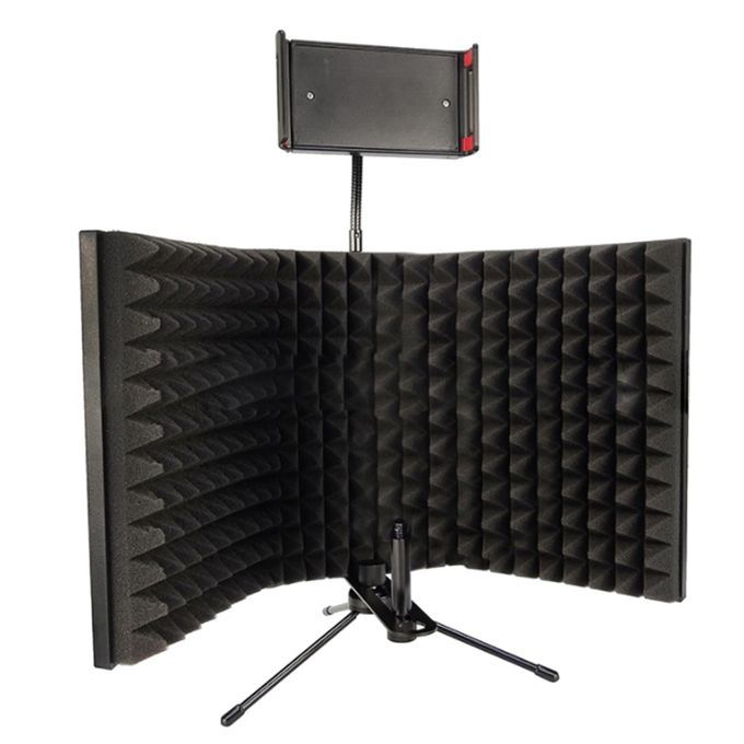 Microphone Isolation Shield With Phone Holder 3 Panel Stationary