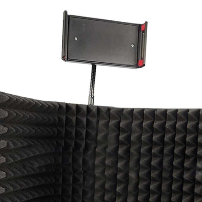 Microphone Isolation Shield With Phone Holder 3 Panel Stationary