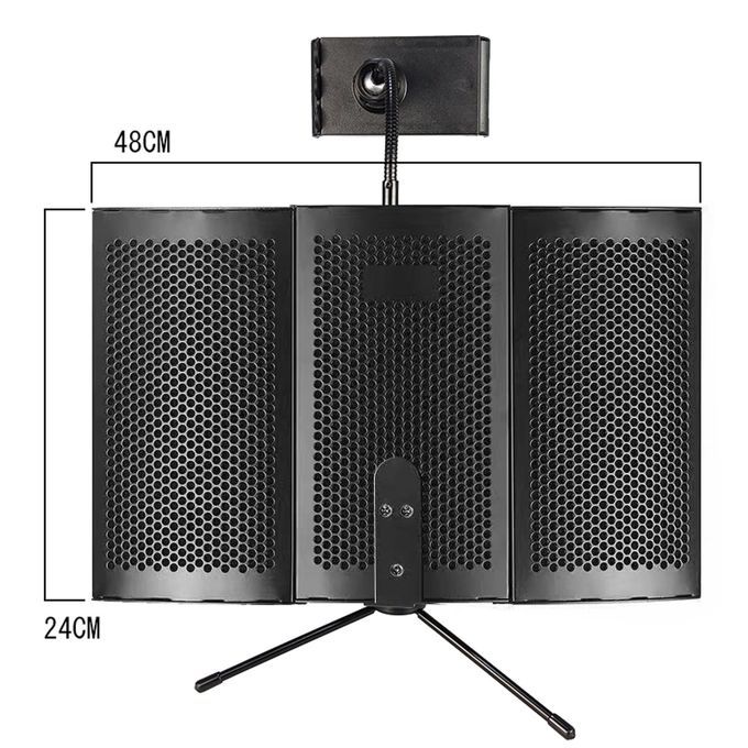 Microphone Isolation Shield With Phone Holder 3 Panel Stationary