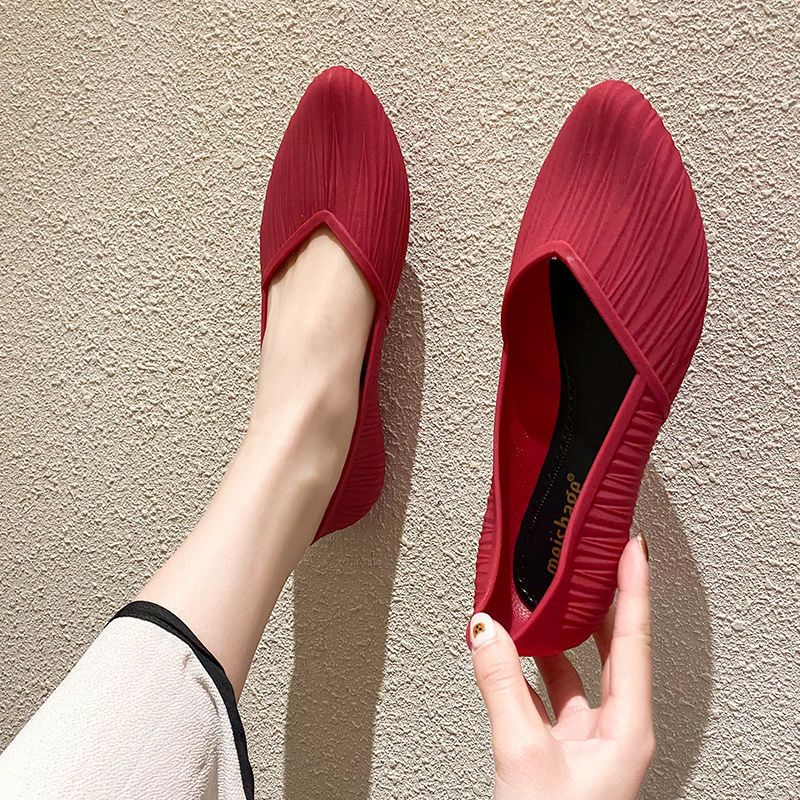 Sandals Non-slip Waterproof Rain Boots Low-top Gelatin Jelly Shoes Red