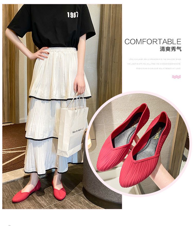 Sandals Non-slip Waterproof Rain Boots Low-top Gelatin Jelly Shoes Red