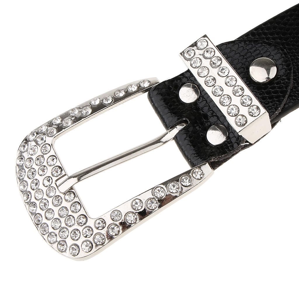 Stylish Leather Bling Rhinestone Crystal Western Cowgirl Belt Black