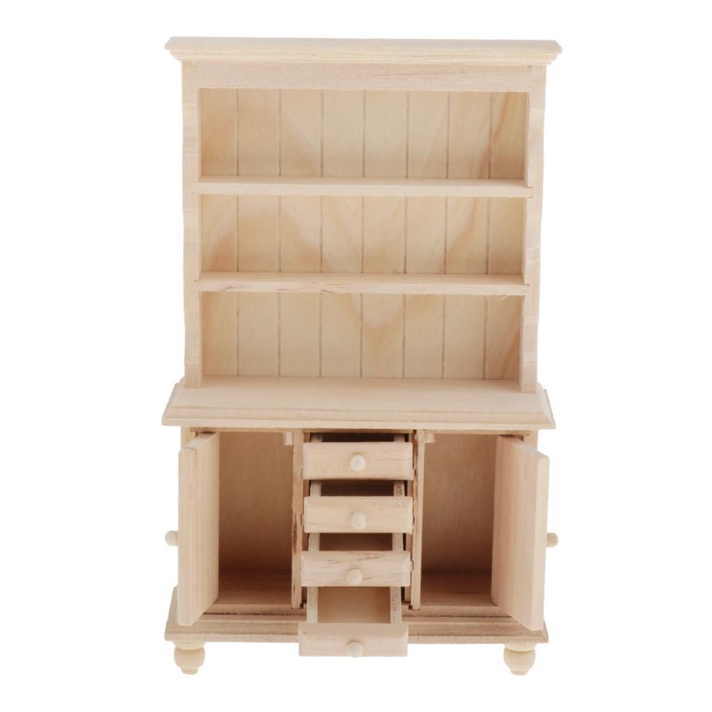 1:12 Doll House Miniature Furniture Book Shelf Wooden Craft Cupboard