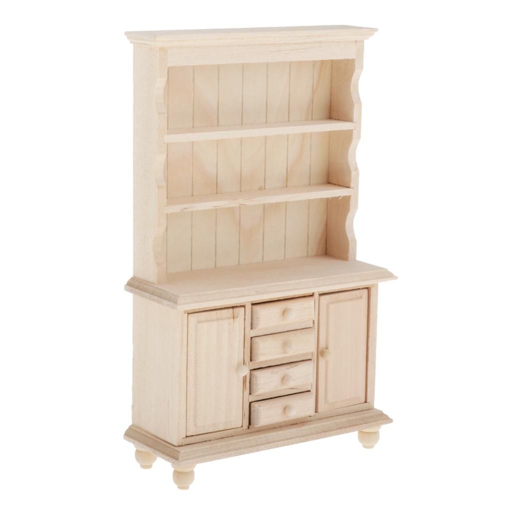 1:12 Doll House Miniature Furniture Book Shelf Wooden Craft Cupboard