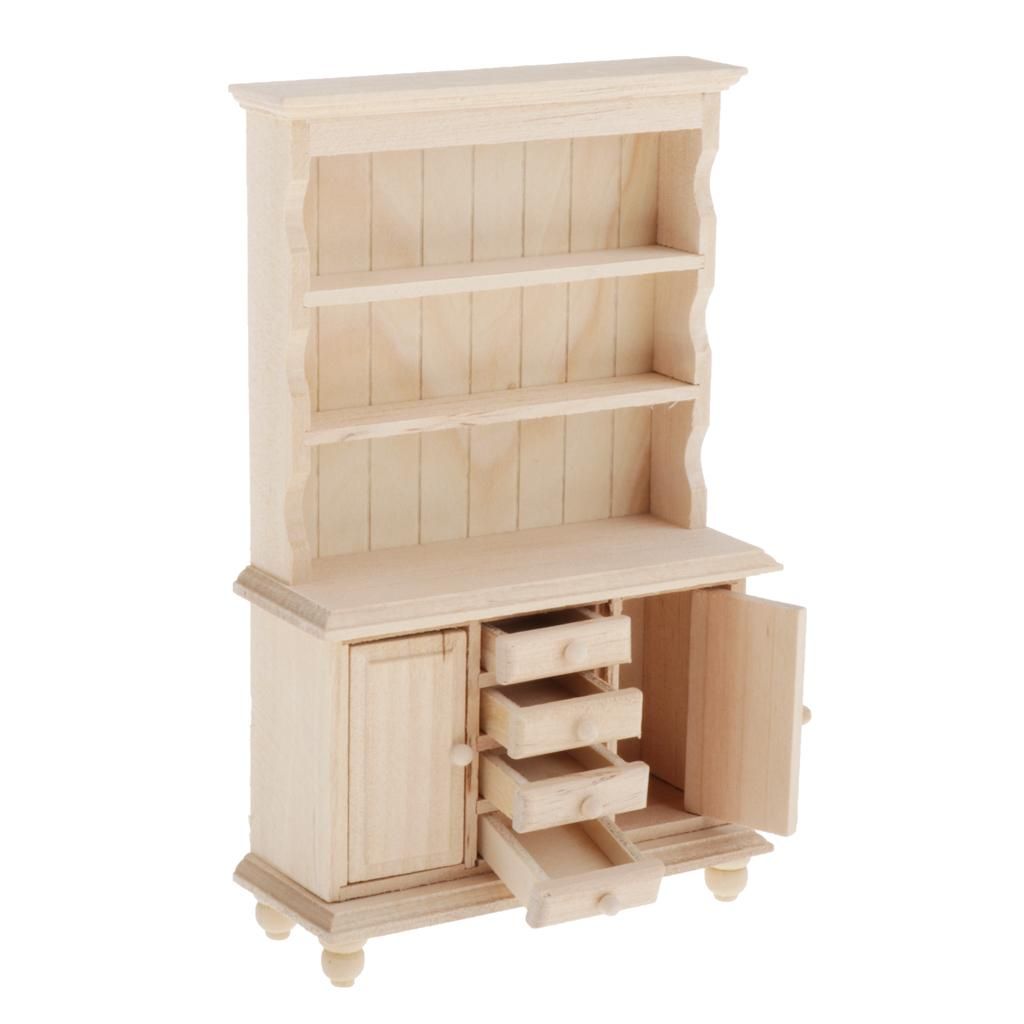 1:12 Doll House Miniature Furniture Book Shelf Wooden Craft Cupboard