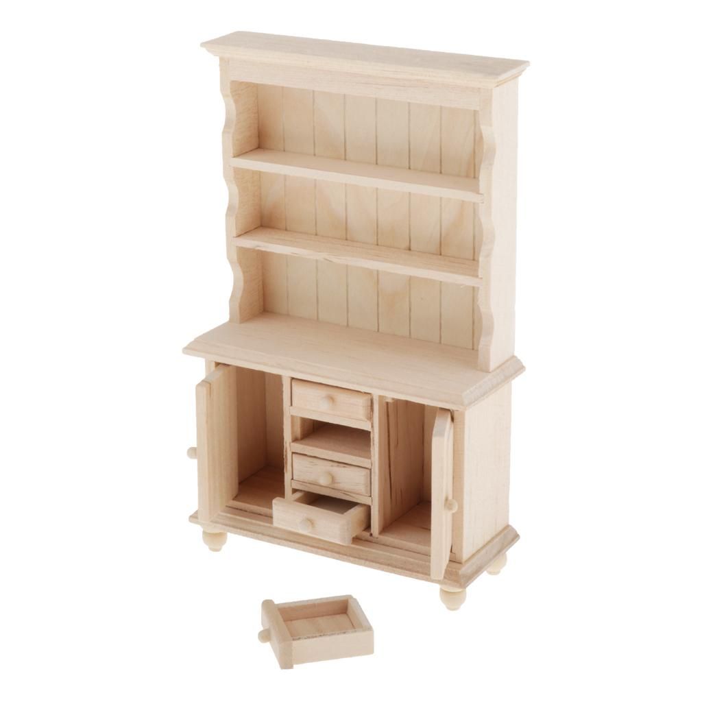 1:12 Doll House Miniature Furniture Book Shelf Wooden Craft Cupboard