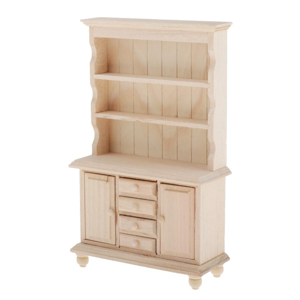 1:12 Doll House Miniature Furniture Book Shelf Wooden Craft Cupboard