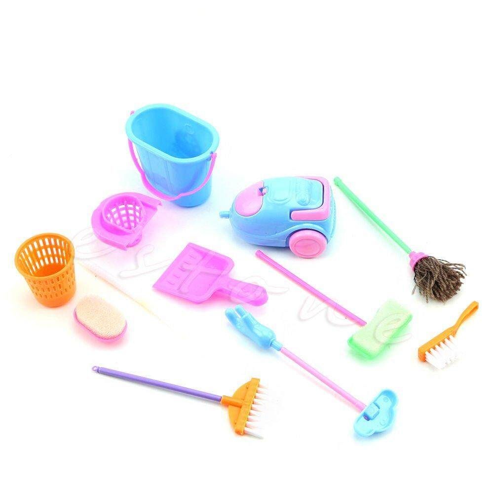 252038325856 Set Of 9Pcs Home Furniture Furnishing Cleaning Cleaner Kit For Barbie Doll House
