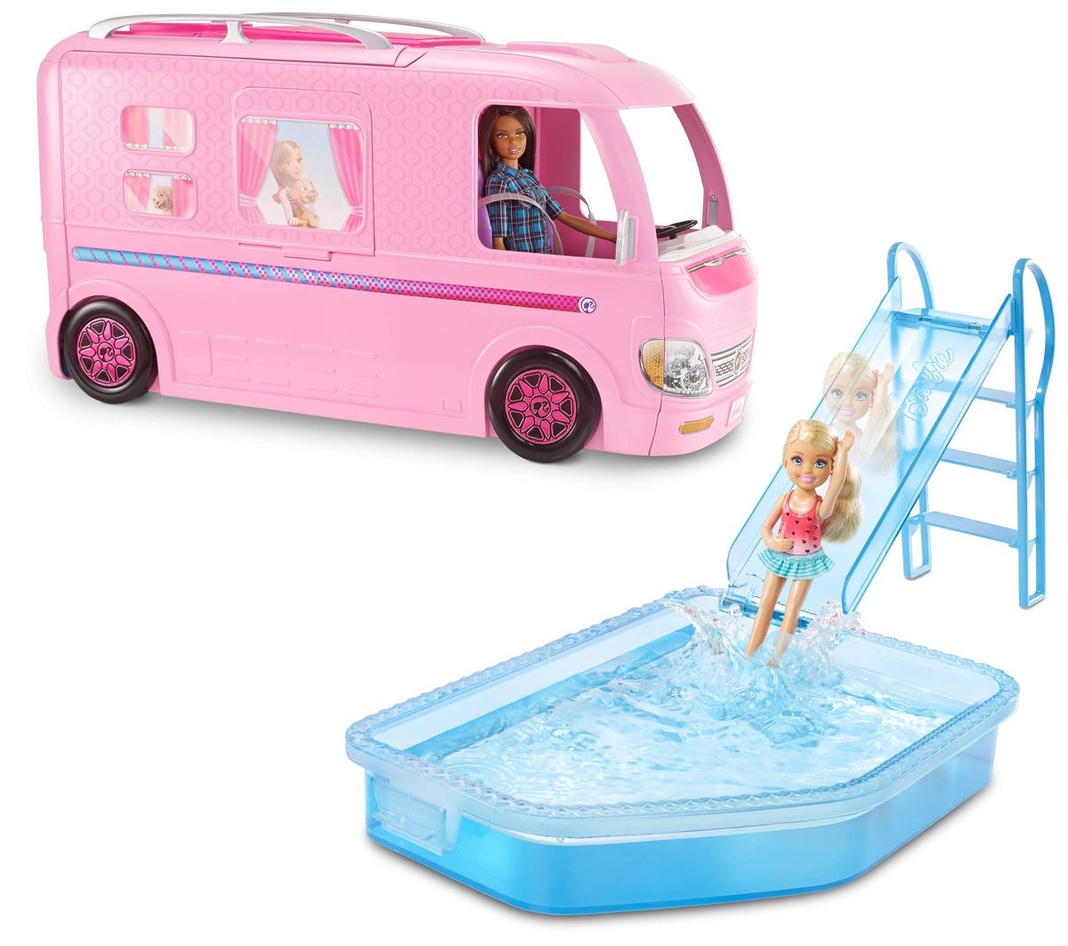 Camper, Doll Playset With 50 Accessories, Includes Waterslide, Dream Camper(Dolls Unincluded)