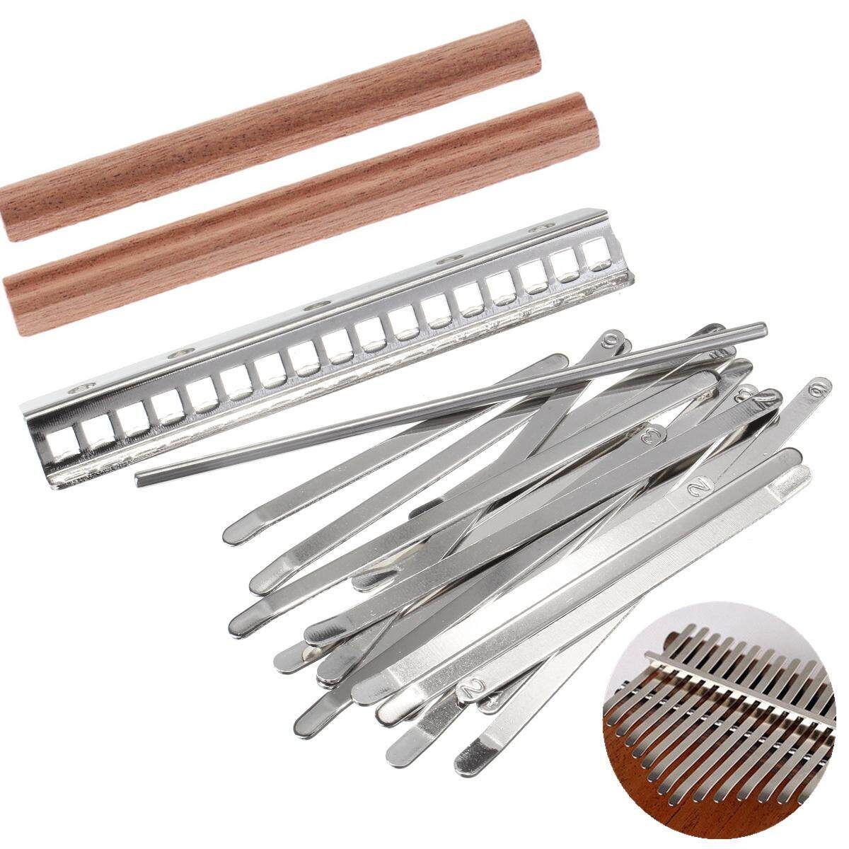 17-Key Kalimba Mbira DIY Replacement Parts Steel Keys W/ Thumb Piano Bridge