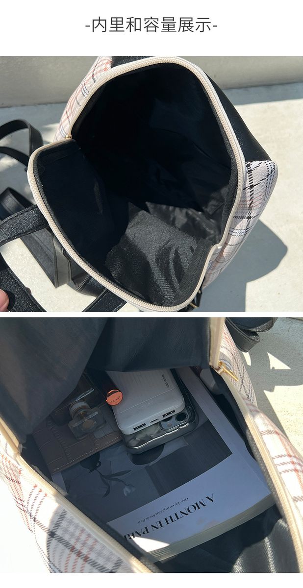 New Plaid Student Backpack Outdoor Large Capacity.