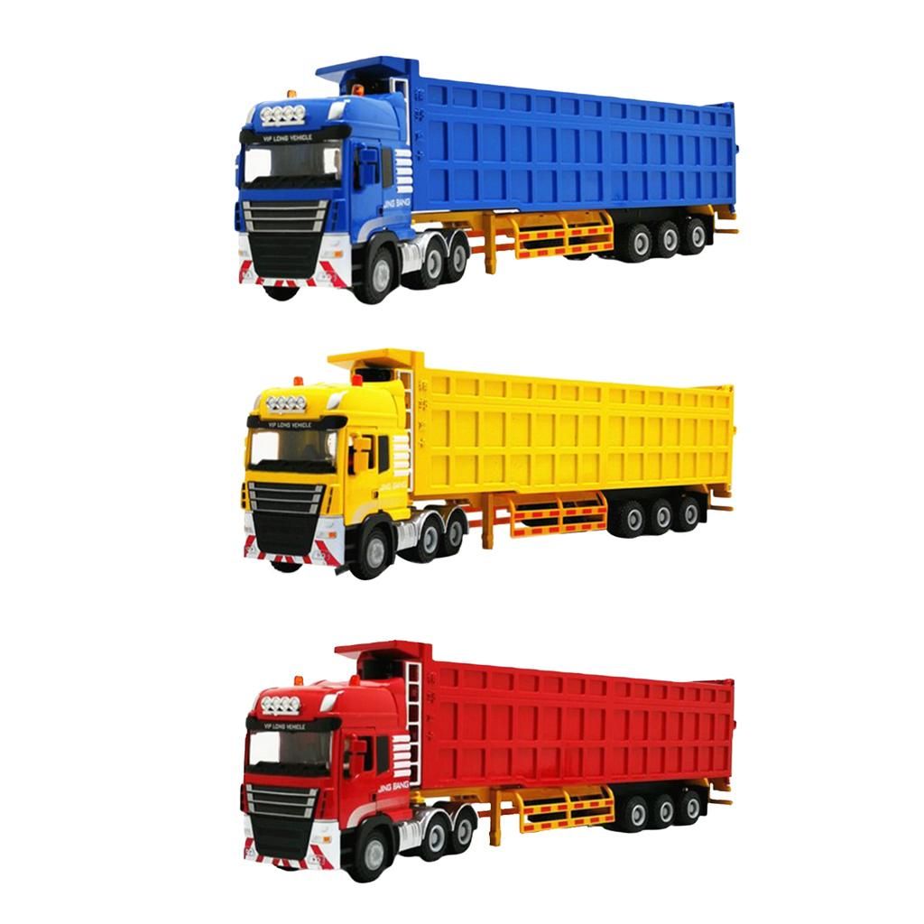 Simulated 1:50 Semi-Trailer Heavy Truck Transport Dump Tilting Blue