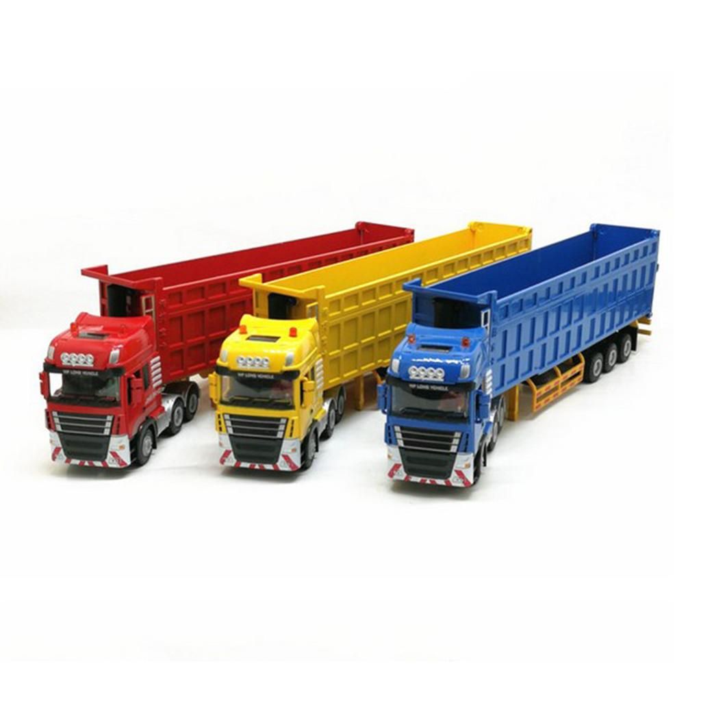 Simulated 1:50 Semi-Trailer Heavy Truck Transport Dump Tilting Blue