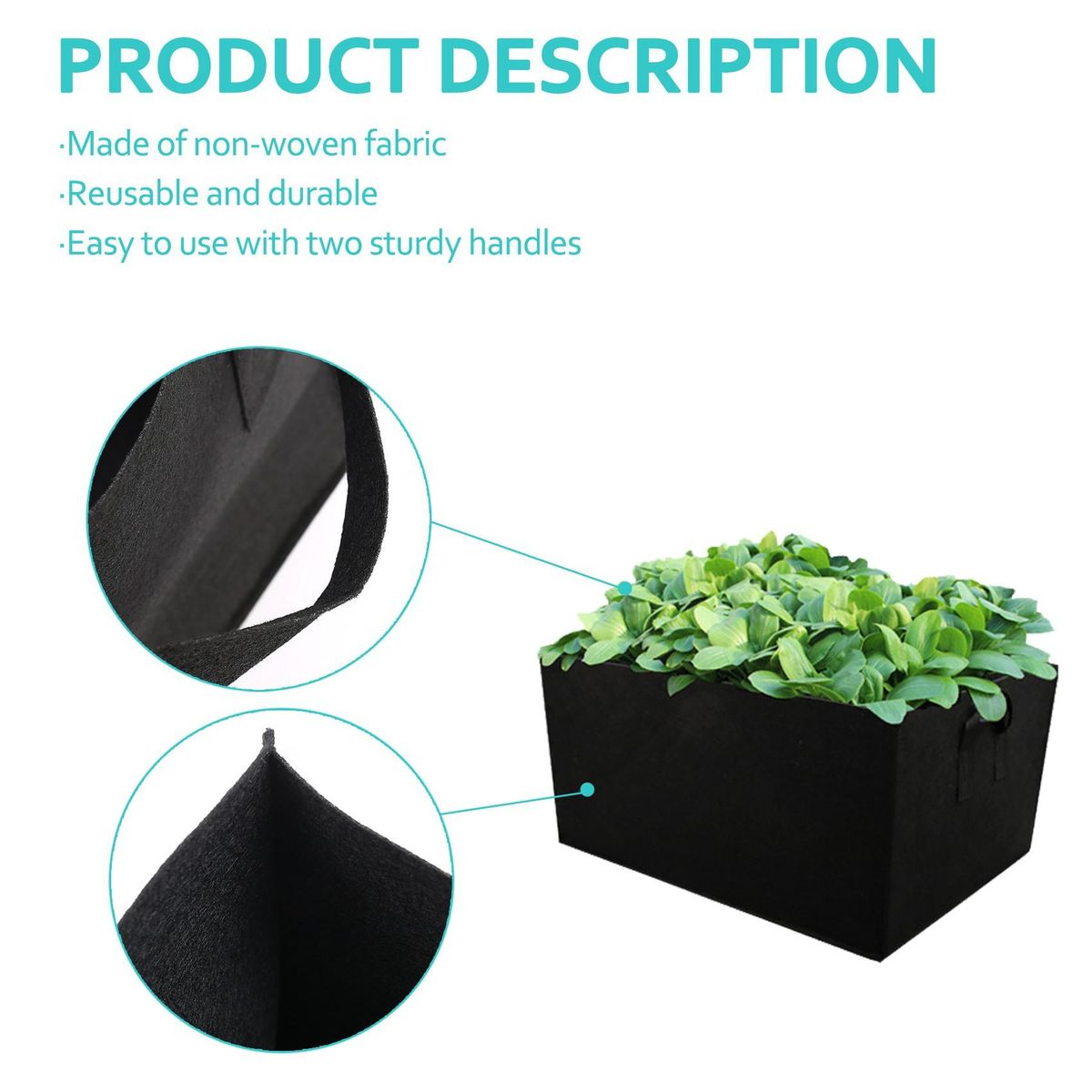 5 Pack Fabric Raised Garden BedSquare Garden Flower Grow Bag Vegetable Planting Bag Planter Pot with Handles for PlantsFlowersVegetables