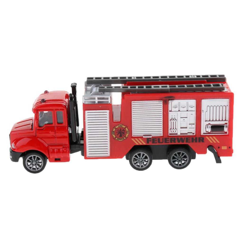 1:64 Alloy Pull Back Car Construction Vehicle Toy For Kids Gift Fire