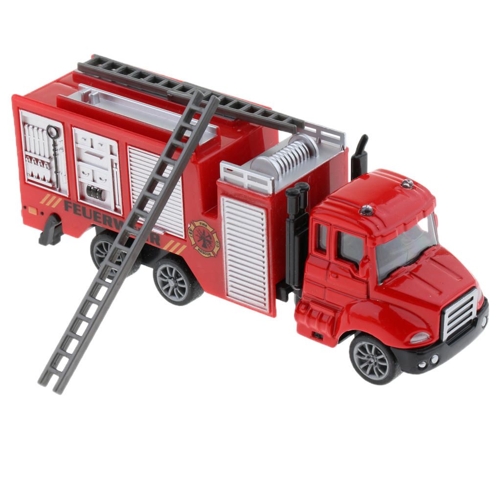 1:64 Alloy Pull Back Car Construction Vehicle Toy For Kids Gift Fire