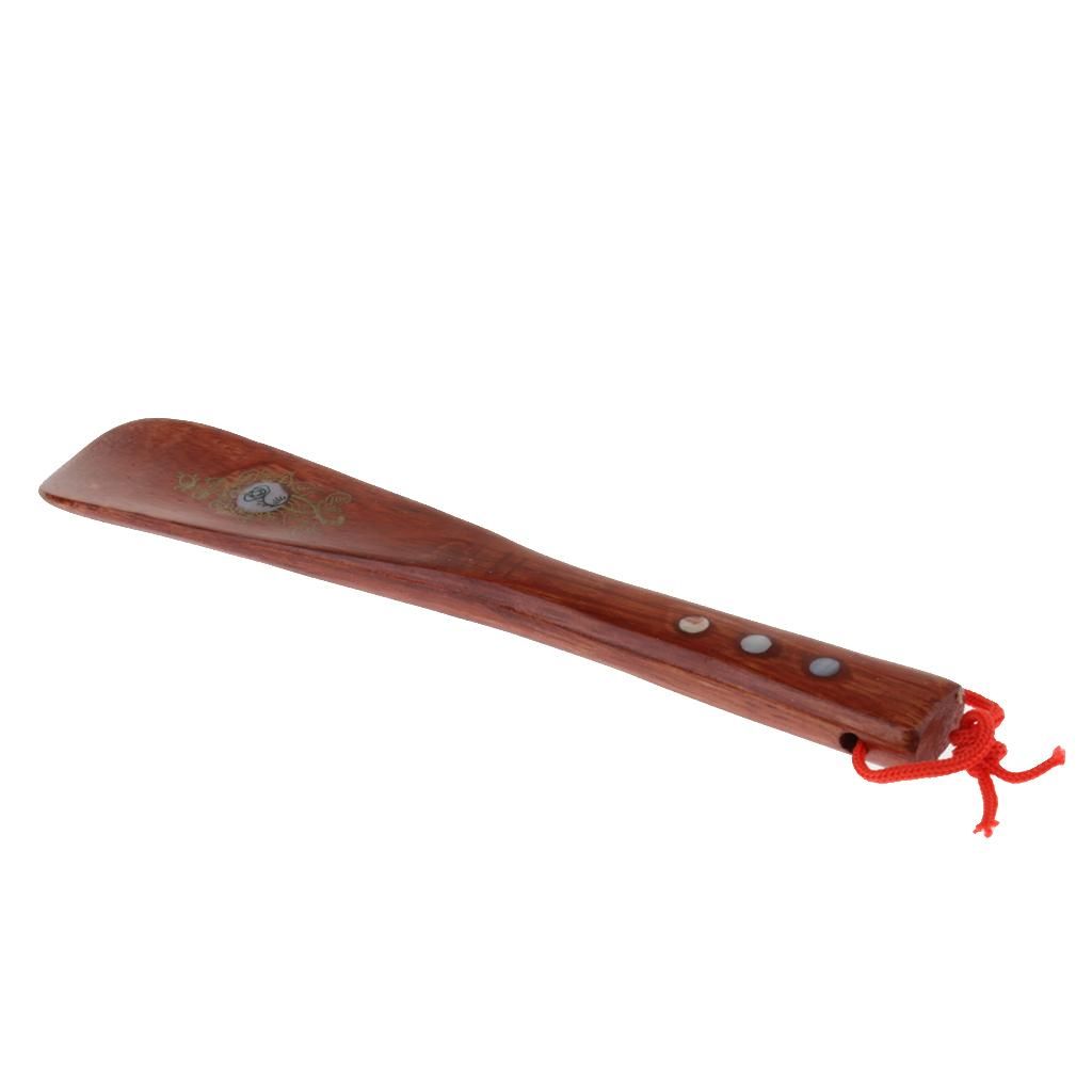 Men Wooden Shoe Horn Light Brown With Shell 22cm