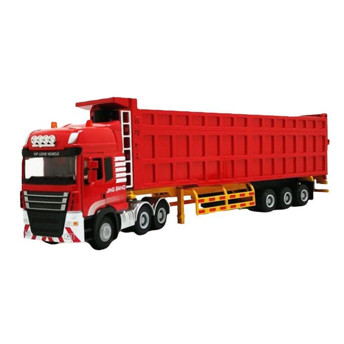 Simulation Engineering Semi-Trailer Truck Alloy Transport Dump Car Red