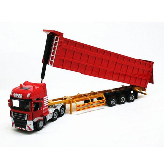 Simulation Engineering Semi-Trailer Truck Alloy Transport Dump Car Red