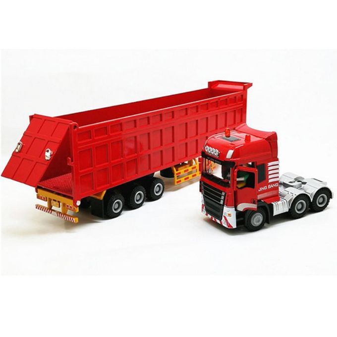 Simulation Engineering Semi-Trailer Truck Alloy Transport Dump Car Red