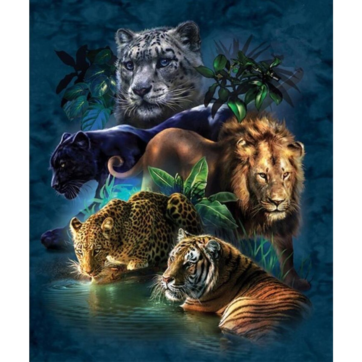 DIY 5D Diamond Painting Tiger Lion Cross Kit Home Decor