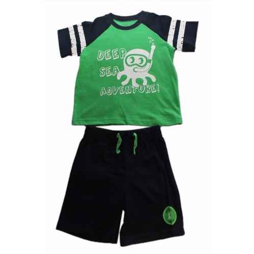 Graphic Tshirt and Short- Green and Navy