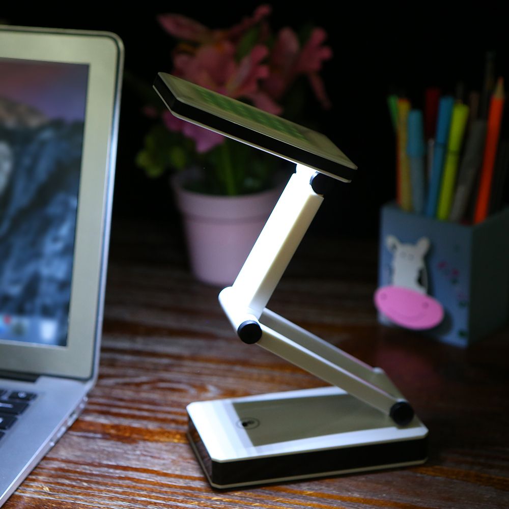 Portable Folding 24 LED Table Lamp Desk Light Sensitive Touch Control 3 Levels Adjustable Brightness Dimmable USB Charging Port 4 * AA Batteries Powered Operated For Students Reading Working Bedroom Study Room