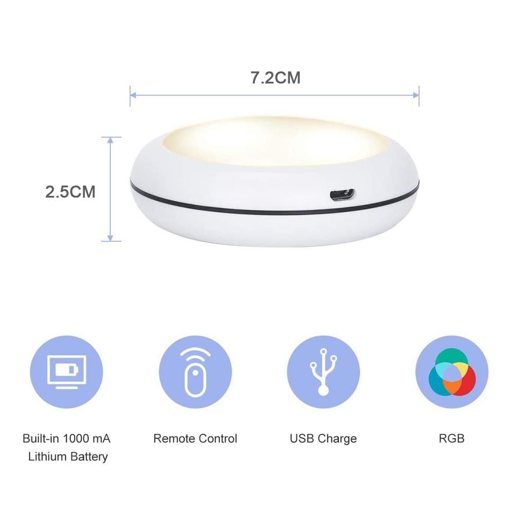 USB Rechangeable RGBW LED Cabinet Light Puck Lamp 16 Colors Timmer Remote Under Shelf Kitchen Counter Lighting