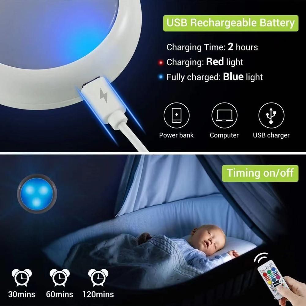 USB Rechangeable RGBW LED Cabinet Light Puck Lamp 16 Colors Timmer Remote Under Shelf Kitchen Counter Lighting